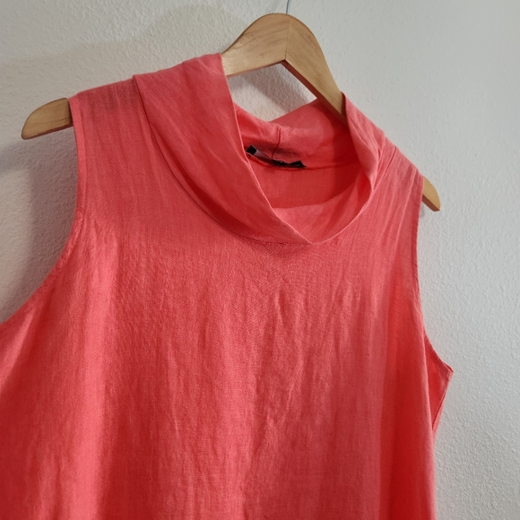 Vivian Shyu Dress Womens Medium Pink Linen Lagenlook Asymmetrical Modern Minimal - Picture 2 of 13